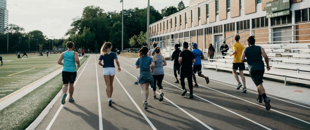 Runners on outdoor track