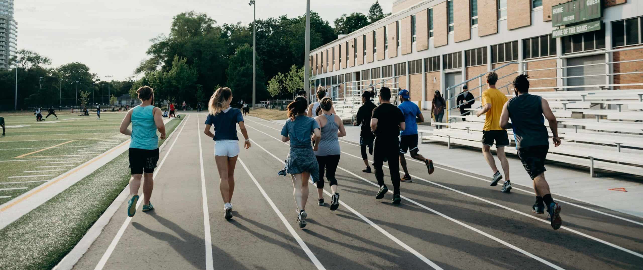 Runners on outdoor track